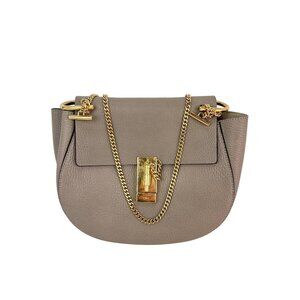 Chloe Small Drew Gray Grained Lambskin Leather Shoulder Cross-body Bag